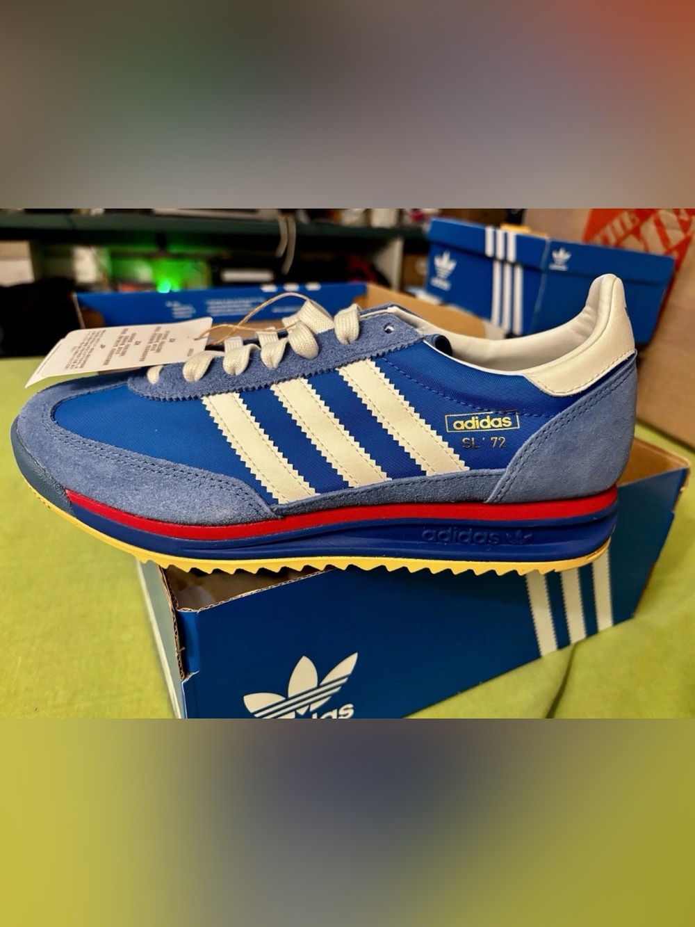 adidas SL 72 Blue with White Stripes and Red Accent